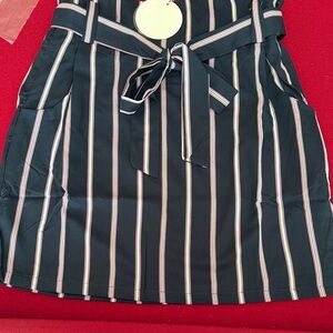 Striped Navy Skirt with Belt